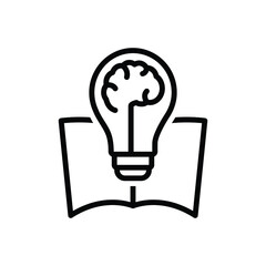 Black line icon for the power of knowledge