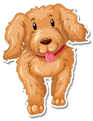 A sticker template of dog cartoon character