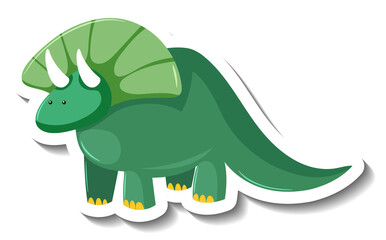 Cute green dinosaur cartoon character sticker