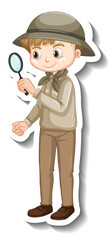 Fototapeta premium A sticker template of boy cartoon character