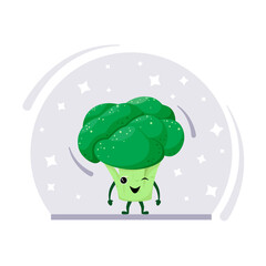 Funny broccoli. A cute vegetable in a cartoon style.