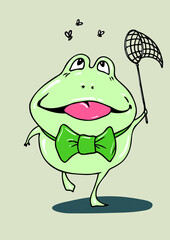 Toad in the tie and with a net fun chasing flying midges