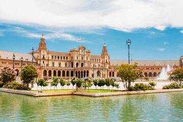 Fototapeta na wymiar Famous landmark - Plaza de Espana in Seville, Andalusia, Spain