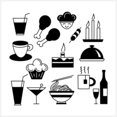 Stencil food clipart isolated. Set icon. Hand drawn art line. Vector stock illustration. EPS 10