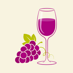 vector illustration of grapes and a glass of wine for banners, cards, flyers, social media wallpapers, etc.