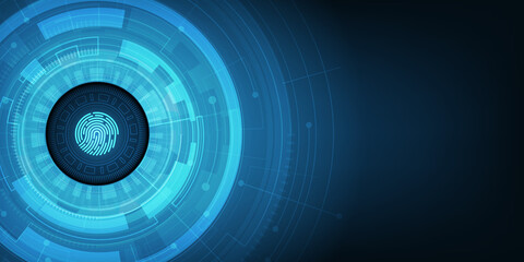 Vector abstract technology background. Cyber security concept. Fingerprint on circuit board.