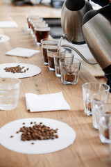 Brewing fresh coffee in cups