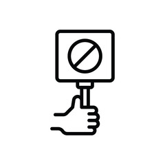 Black line icon for no