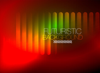 Bright neon color techno abstract background, shiny glowing neon lines in the dark background