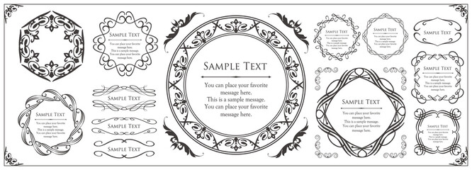 エレガントなフレームデザイン。アンティークな装飾デザイン。高級感のあるデザインマテリアル