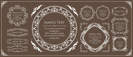 エレガントなフレームデザイン。アンティークな装飾デザイン。高級感のあるデザインマテリアル