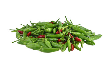 Red and green Chili peppers isolated on white background