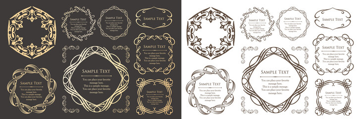 エレガントなフレームデザイン。アンティークな装飾デザイン。高級感のあるデザインマテリアル