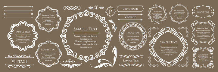 エレガントなフレームデザイン。アンティークな装飾デザイン。高級感のあるデザインマテリアル