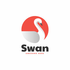 Vector Logo Illustration Swan Gradient Colorful Style.