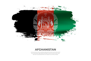 Artistic folded brush flag of Afghanistan. Paint smears brush stroke flag on isolated white background