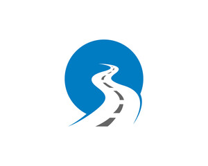 Asphalt roadway in the circle shape logo