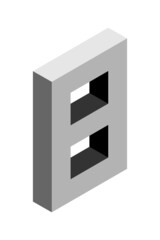 Gray number 8 in isometric style. Isolated on white background. Learning numbers, serial number, price, place.