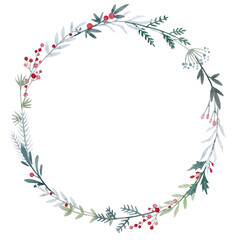 Beautiful stock illustration with hand drawn watercolor gentle floral wreath.