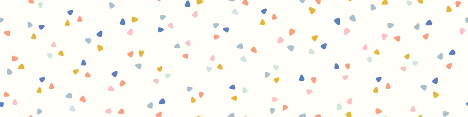 Abstract triangle border pattern background design. Cute vector seamless repeat of hand drawn triangles. Fun banner illustration.