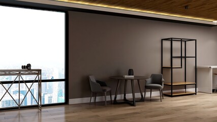 office wooden lobby waiting room for company wall logo mockup