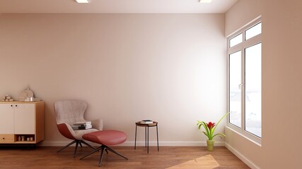 minimalist living room with 3d design interior