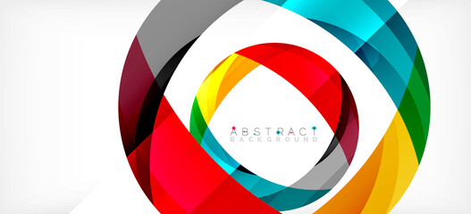 Obraz premium Color circle shapes, minimal geometric background. Trendy dynamic composition. Vector Illustration For Wallpaper, Banner, Background, Landing Page