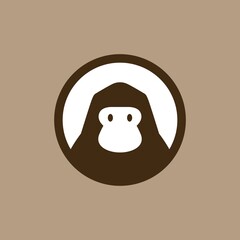 gorilla in round emblem logo vector icon illustration