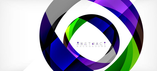 Fototapeta premium Color circle shapes, minimal geometric background. Trendy dynamic composition. Vector Illustration For Wallpaper, Banner, Background, Landing Page