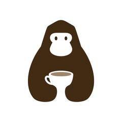 gorilla coffee cup cafe drink negative space logo vector icon illustration © gaga vastard