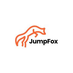 jumping fox line outline monoline art logo vector icon illustration