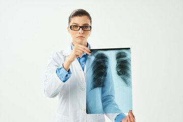 radiologist diagnostics patient scan light background