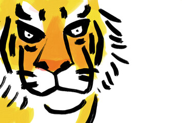 寅の顔のイラスト：筆