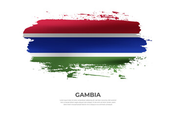 Artistic folded brush flag of Gambia. Paint smears brush stroke flag on isolated white background