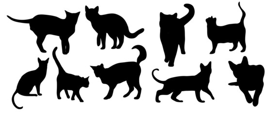 Cats Vector.  Isolated cat silhouette design for logo, print, decorative and sticker.