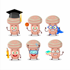 School student of coral milky cap cartoon character with various expressions