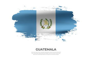 Artistic folded brush flag of Guatemala. Paint smears brush stroke flag on isolated white background