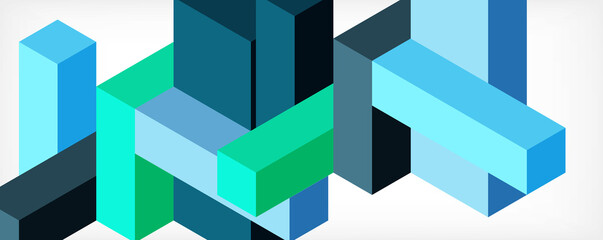 Abstract background. 3d cubes, cubic elements and blocks. Techno or business concept for wallpaper, banner, background, landing page