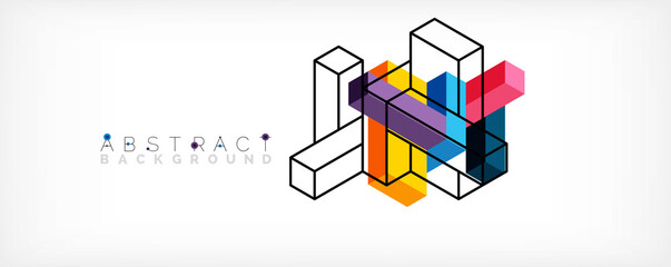 Abstract background. 3d cubes, cubic elements and blocks. Techno or business concept for wallpaper, banner, background, landing page