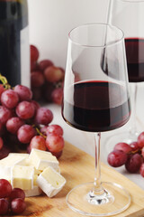 Red wine in a transparent white glass	