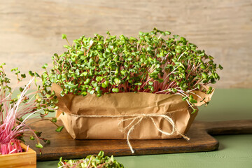 Fresh micro green on wooden background