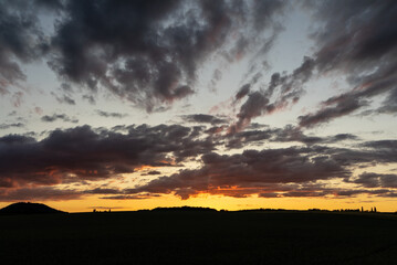 late evening summer sunset with clouds