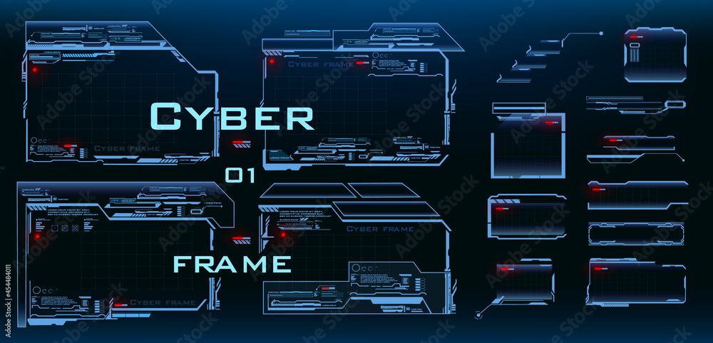Poster pocket pc interface. windows and frames with cyber-style work panels for games. game user interface 