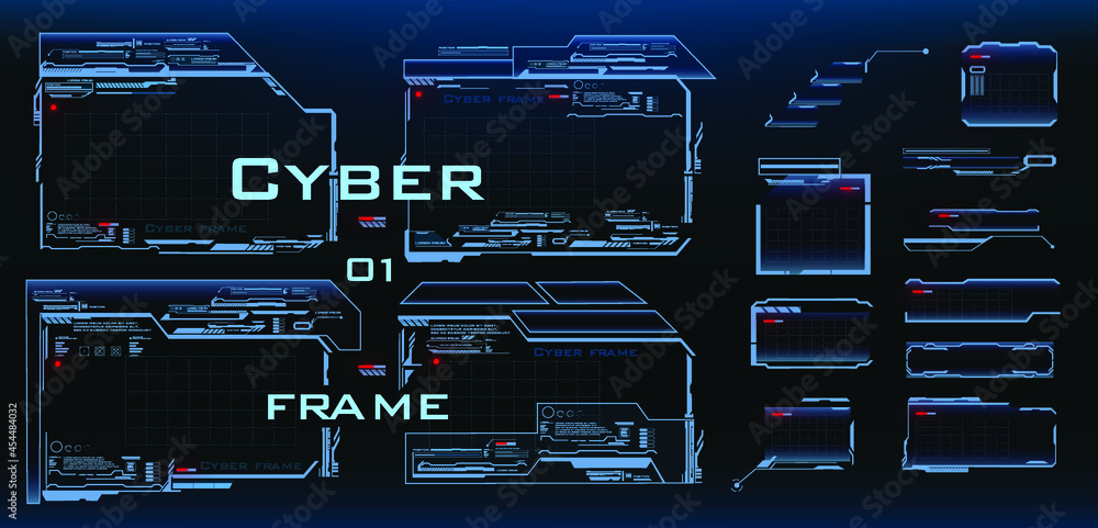 Poster pocket pc interface. windows and frames with cyber-style work panels for games. game user interface 
