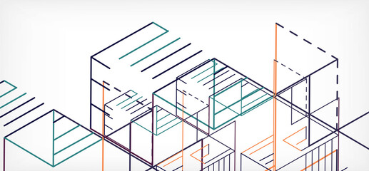 Abstract background. Color lines on white background. Linear abstract composition. Techno or business concept for wallpaper, banner, background, landing page