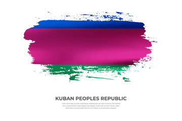 Artistic folded brush flag of Kuban Peoples Republic. Paint smears brush stroke flag on isolated white background