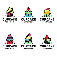 cupcake logo set. Retro cake labels, logos, badges, icons, objects and elements. Fait to your restaurant or cafe