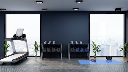 blank wall in modern gym or fitness room  interior design with wooden floor