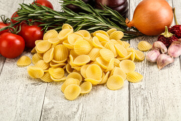 Raw Italian pasta - Orecchiette for cooking