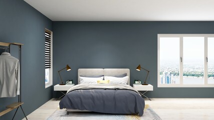 3d render bedroom luxury interior design in hotel